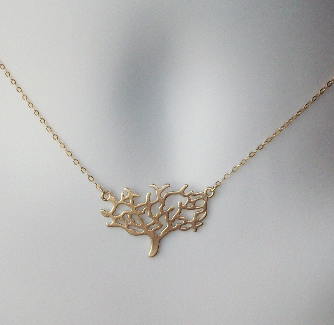 Gold Tree Necklace - Gold Suspended Treed Necklace, bridesmaid gifts, gold, yellow, orange, Nature, Tree Jewelry, Birthday Gift