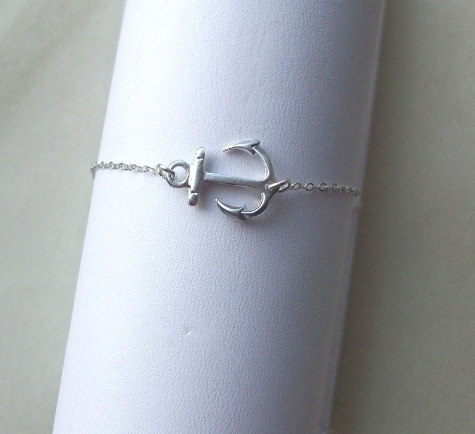 Set of 6 Anchor Anklets - Silver Anklet - Rhodium Plated Anchor - Sterling Silver Anklet - Nautical Jewelry - Navy Wife Jewelry