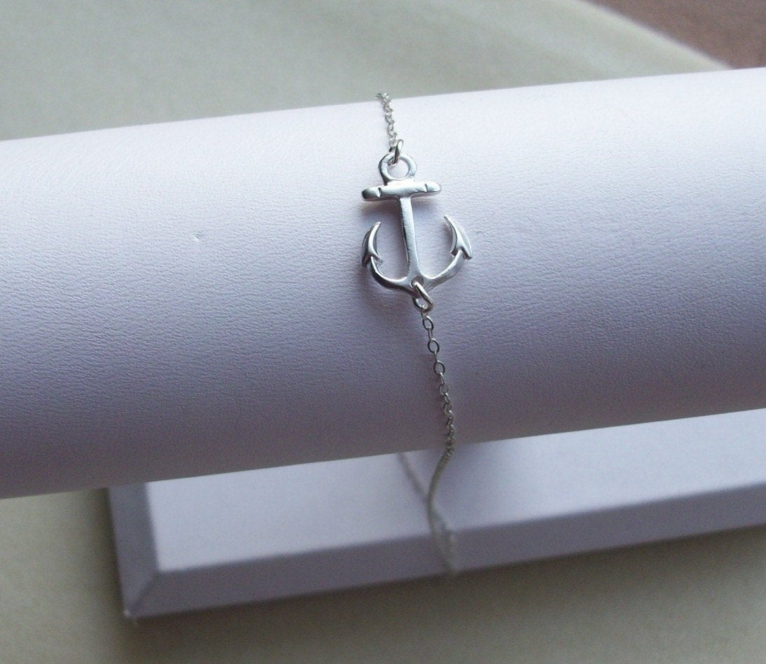 Set of 6 Anchor Anklets - Silver Anklet - Rhodium Plated Anchor - Sterling Silver Anklet - Nautical Jewelry - Navy Wife Jewelry