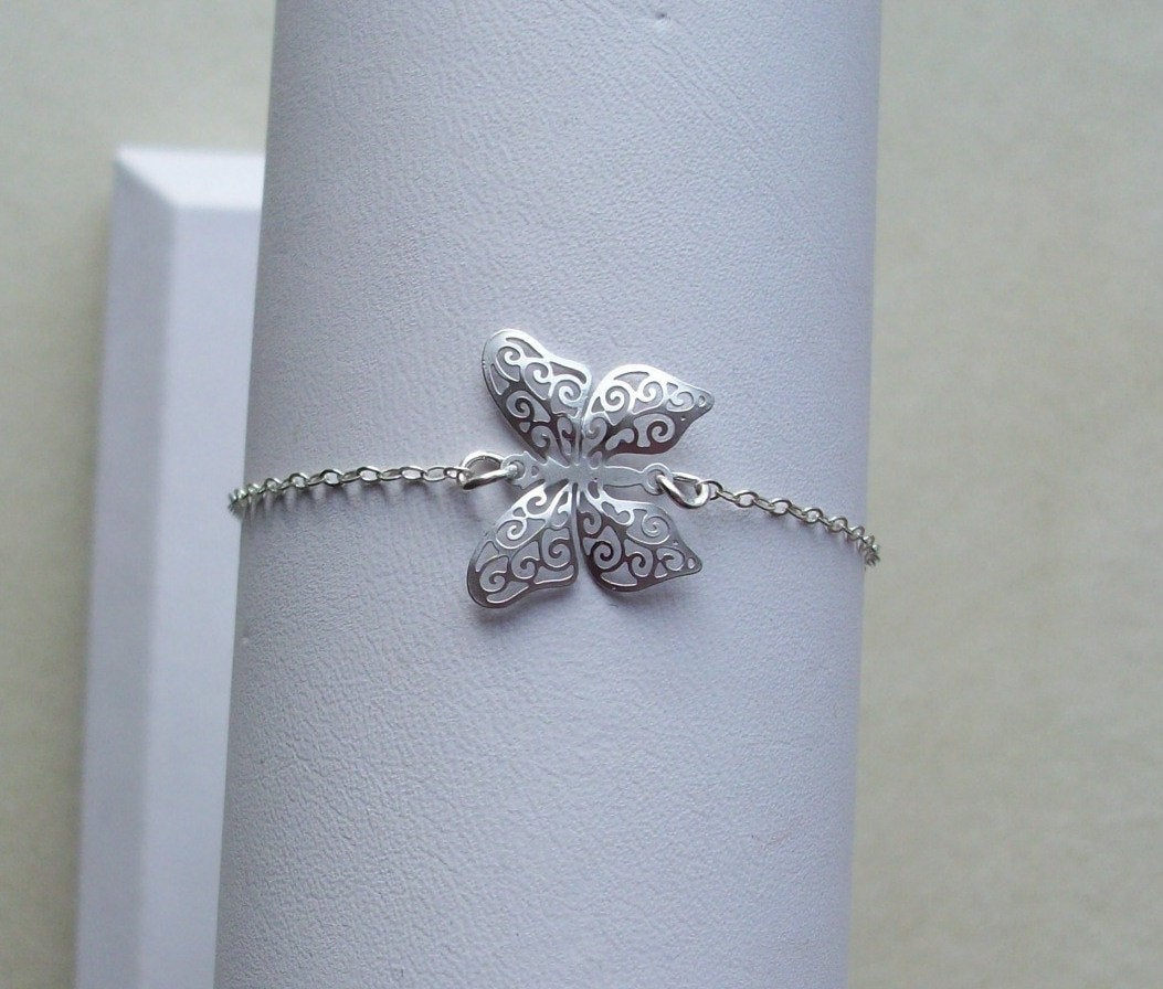 Silver Butterfly Bracelet - Sterling Silver Butterfly Bracelet, Sterling Silver Bracelet, Bridesmaid Gifts, Bridal