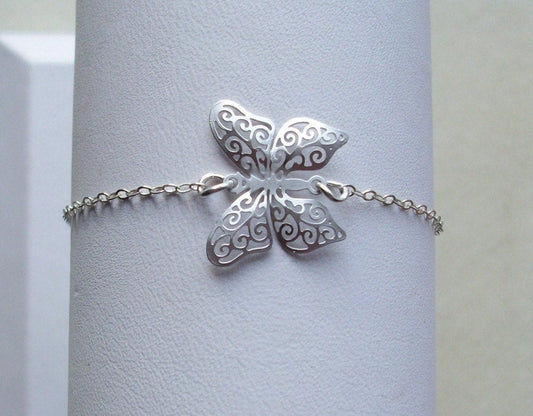 Silver Butterfly Bracelet - Sterling Silver Butterfly Bracelet, Sterling Silver Bracelet, Bridesmaid Gifts, Bridal