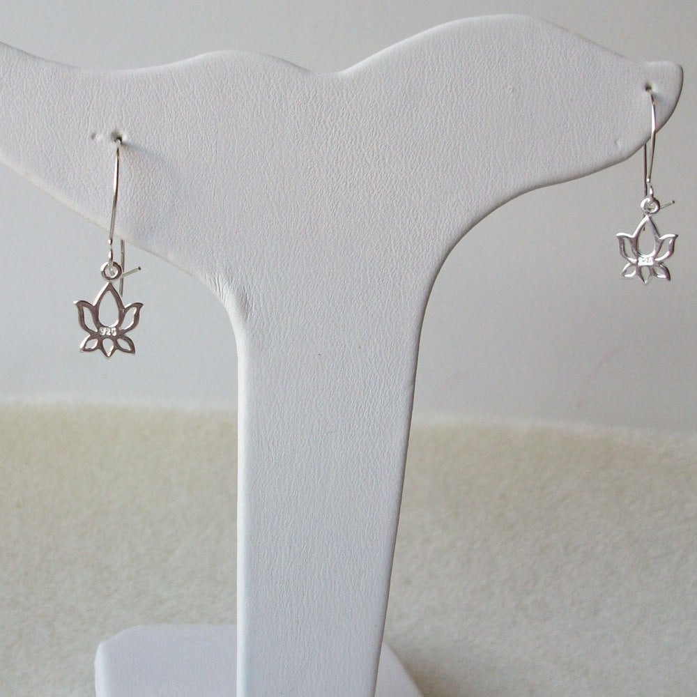 Silver Lotus Earrings - Set of Five (5) Tiny Silver Lotus Flower Earrings, Sterling Silver Earrings, bridesmaid gifts, grey, white, silver
