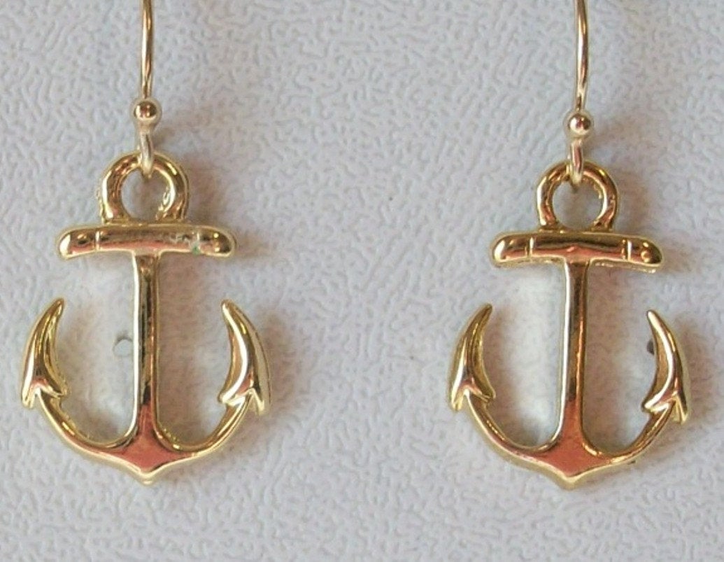 Gold Anchor Earrings - Anchor Earrings in Gold - Nautical Jewelry - Gold Nautical Charm - Navy Wife Jewelry - Anchor Earrings