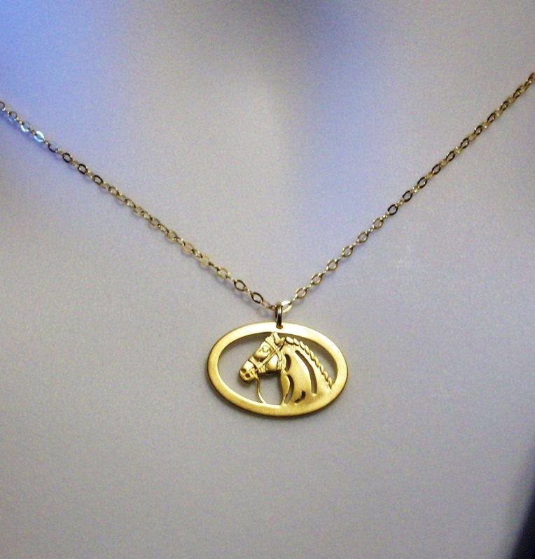 Gold Horse Necklace - Horse Pendant Necklace - Gold Filled Necklace - Horse Necklace - Western Jewelry - Rodeo