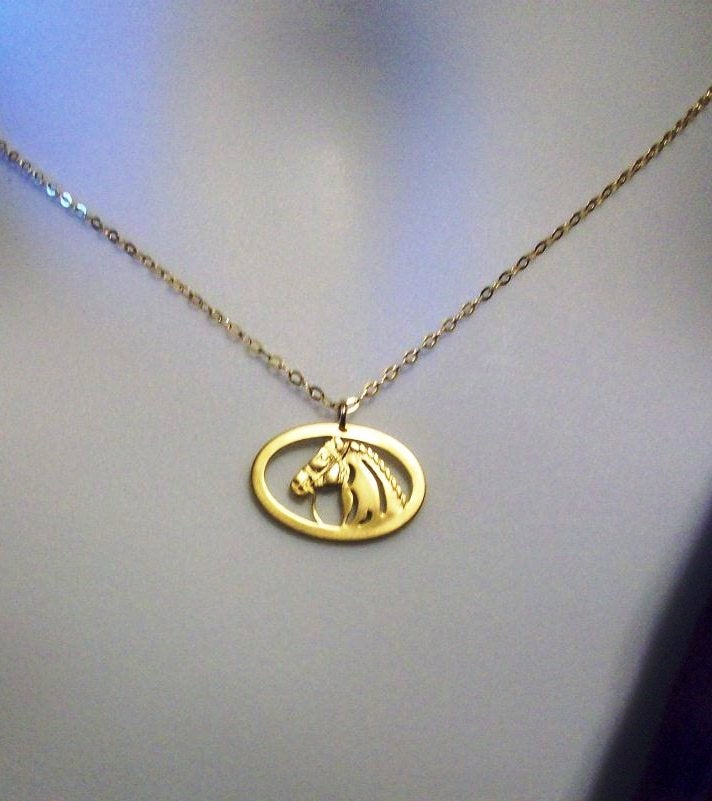 Gold Horse Necklace - Horse Pendant Necklace - Gold Filled Necklace - Horse Necklace - Western Jewelry - Rodeo