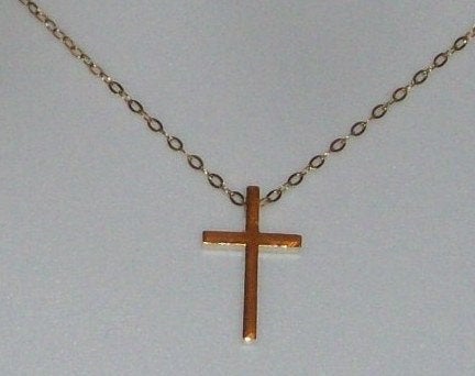 Gold Cross Necklace - Cross Necklace, Gold Filled Necklace, bridesmaid gifts, gold, yellow, Wedding, Mothers Day, Bridal