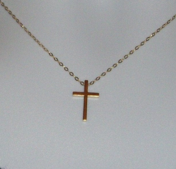 Gold Cross Necklace - Cross Necklace, Gold Filled Necklace, bridesmaid gifts, gold, yellow, Wedding, Mothers Day, Bridal