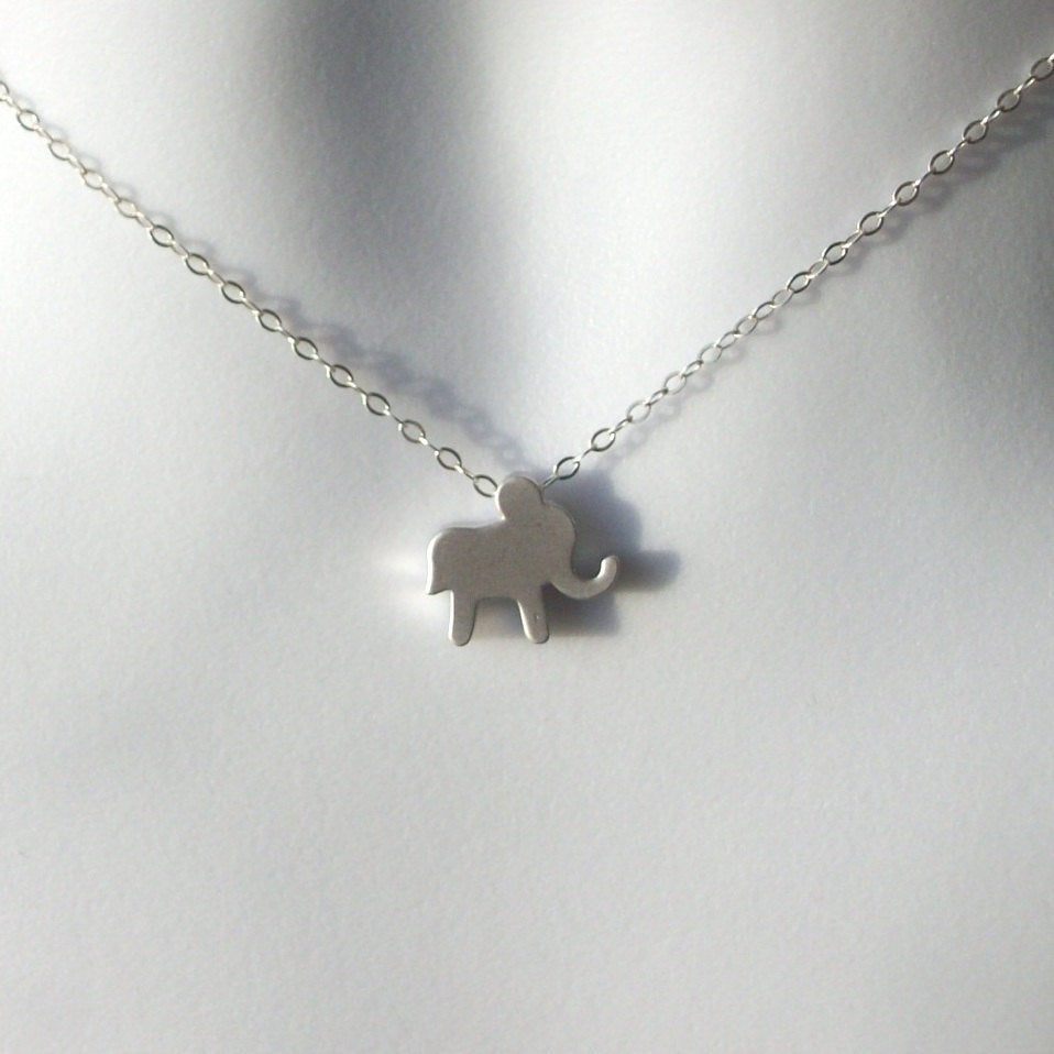 Silver Elephant Necklace - Tiny Elephant Necklace - Sterling Silver Necklace - Bridal Gifts - Christmas Gifts