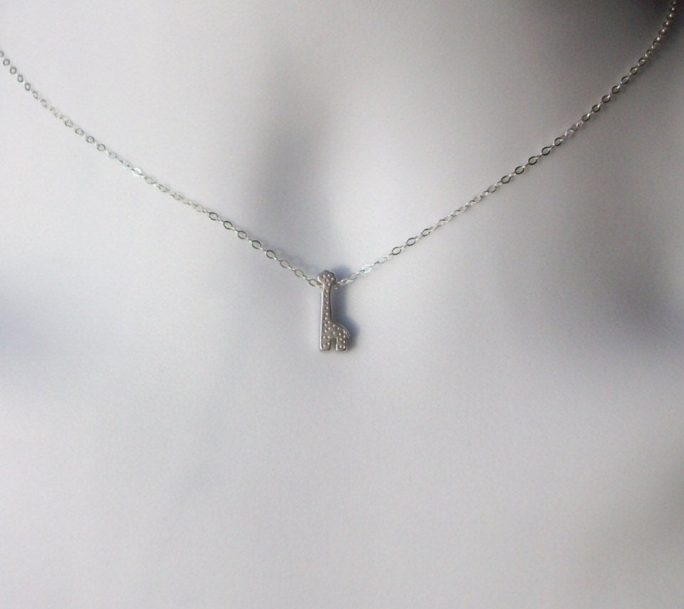 Silver Giraffe Necklace - Tiny Giraffe Necklace - Sterling Silver Necklace - Bridal Gifts - Christmas Gifts