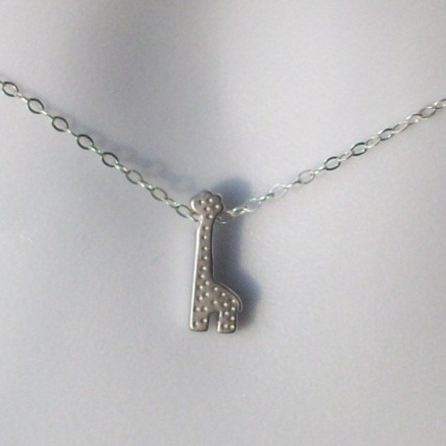 Silver Giraffe Necklace - Tiny Giraffe Necklace - Sterling Silver Necklace - Bridal Gifts - Christmas Gifts