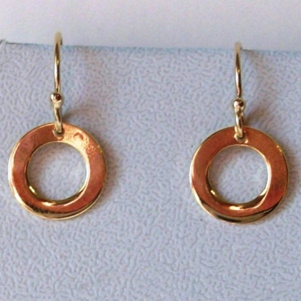 Gold Eternity Circle Earrings -Tiny Gold Hoop Earrings - Gold Hoop Earrings - Eternity Earrings - gold, orange, yellow, - Christmas gift