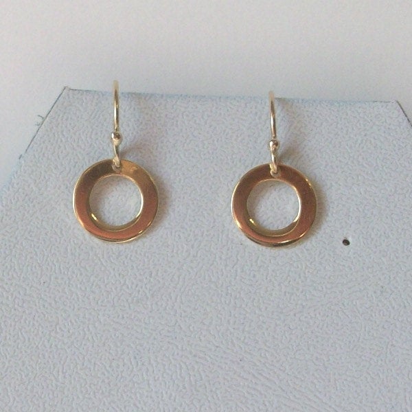 Gold Eternity Circle Earrings -Tiny Gold Hoop Earrings - Gold Hoop Earrings - Eternity Earrings - gold, orange, yellow, - Christmas gift