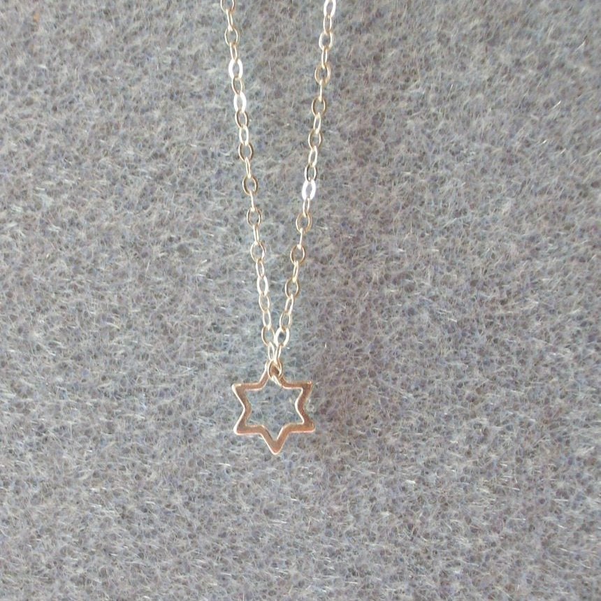 Star Necklace - Tiny Silver Star Necklace - Sterling Silver Star Outline Necklace, Sterling Silver Necklace, Star of David