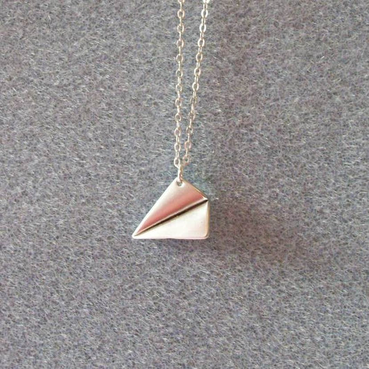 Silver Airplane Necklace - Small Airplane Necklace - Paper Airplane Necklace - Sterling Silver Necklace - Bridal Gifts - Christmas Gifts