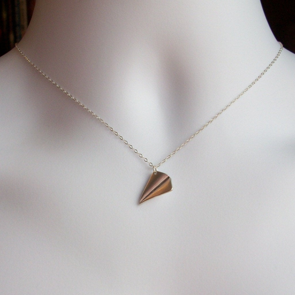 Silver Airplane Necklace - Small Airplane Necklace - Paper Airplane Necklace - Sterling Silver Necklace - Bridal Gifts - Christmas Gifts