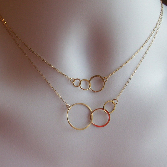 Two Necklace Set - Eternity Necklace Set - Gold Eternity Necklace - Gold Filled Eternity Ring Necklace - Layering Necklace - christmas gift