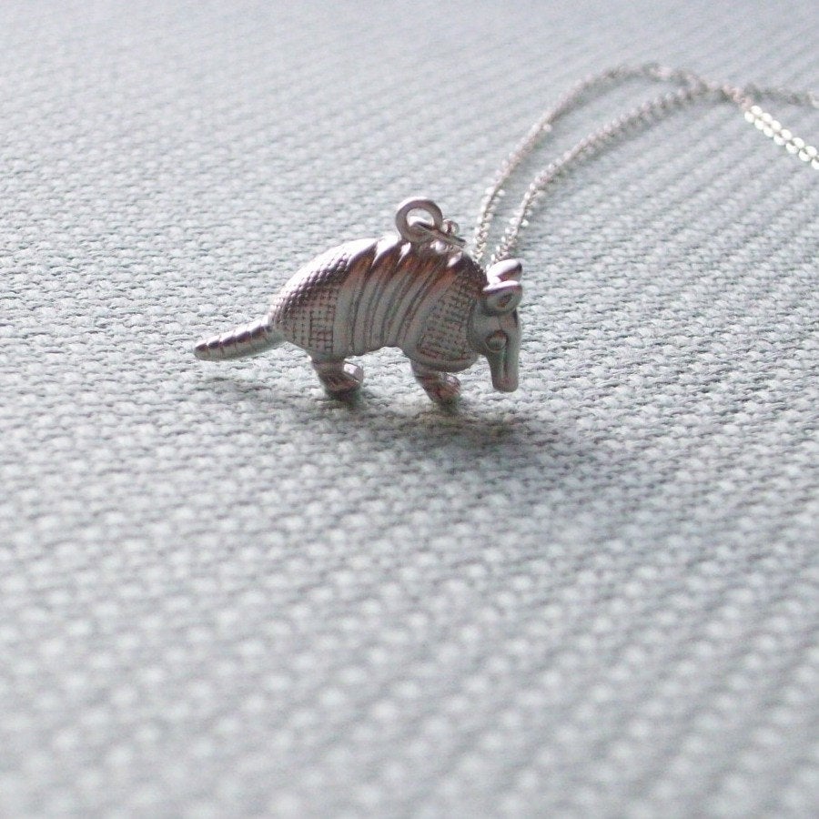 Silver Armadillo Necklace - 3d Armadillo Pendant Necklace - Sterling Silver Necklace - Animal Jewelry - Animal Necklace - Steampunk