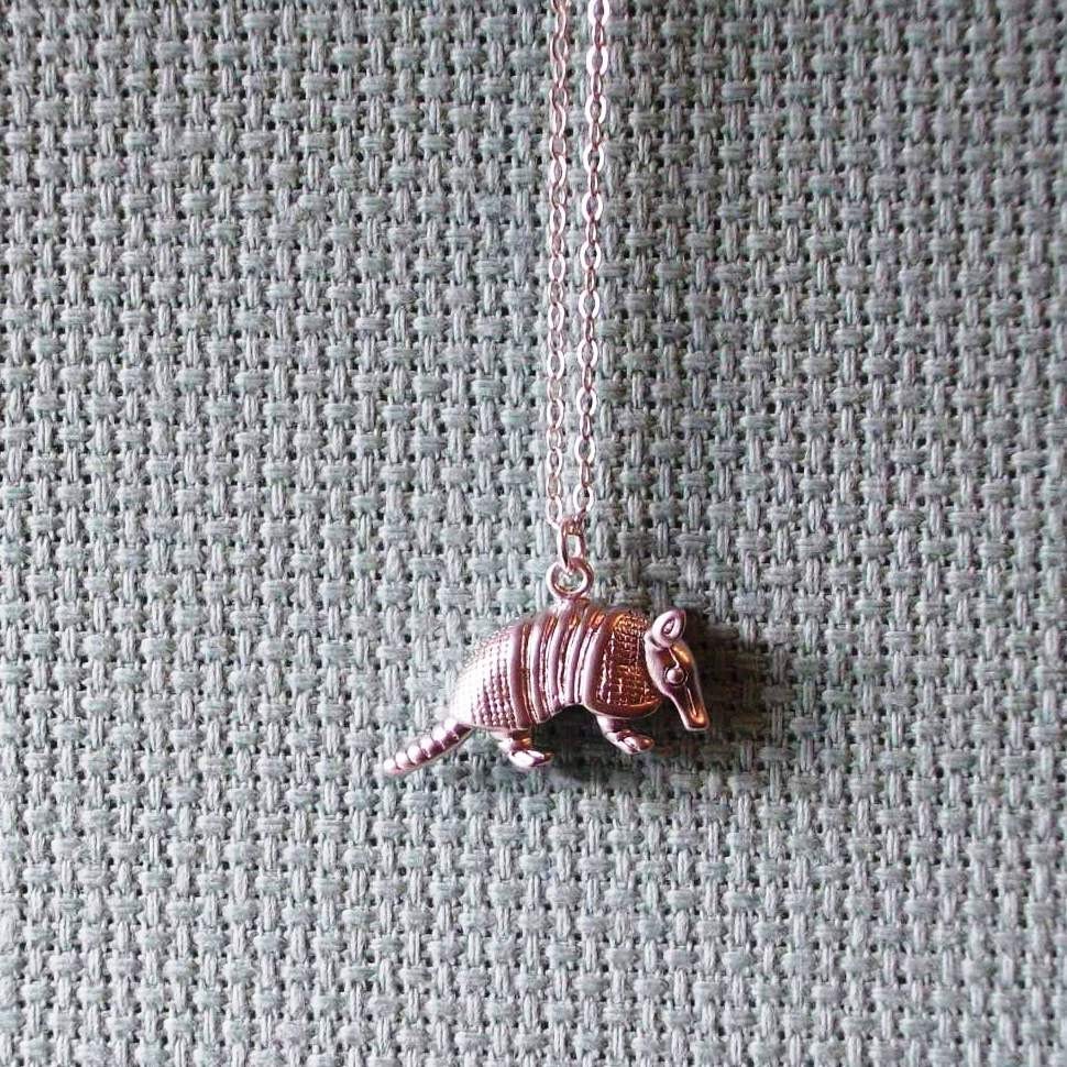 Silver Armadillo Necklace - 3d Armadillo Pendant Necklace - Sterling Silver Necklace - Animal Jewelry - Animal Necklace - Steampunk