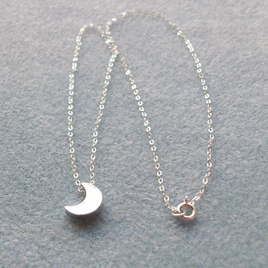 Silver Moon Necklace - Crescent Moon Necklace - Sterling Silver Moon Necklace - Moon Necklace - Sterling Silver Necklace - Christmas Gift