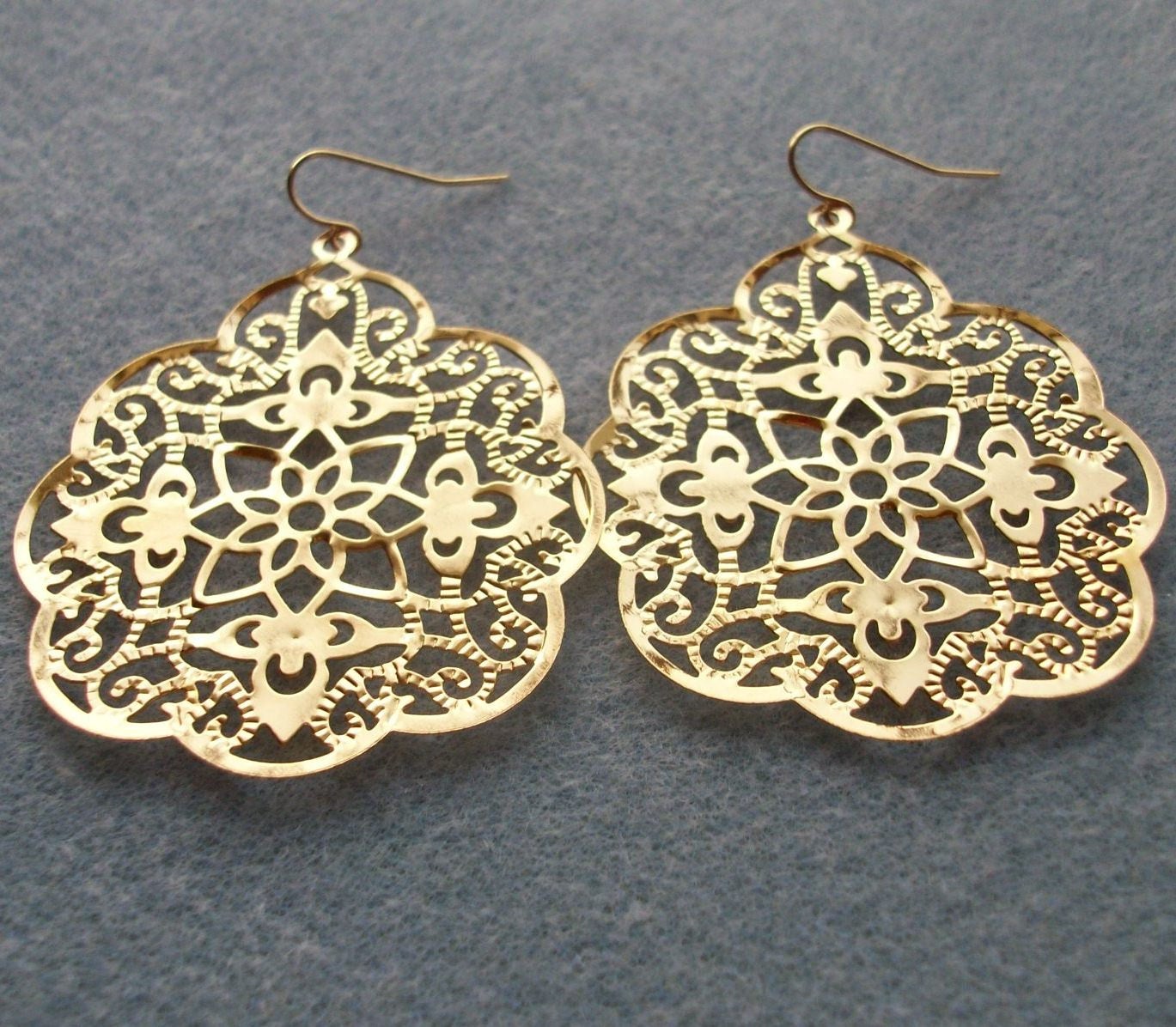 Gold Earrings-Gold Filigree Earrings-Dangle Earrings-Gold Filled Filigree Earrings-Drop earrings-Chandelier Earrings