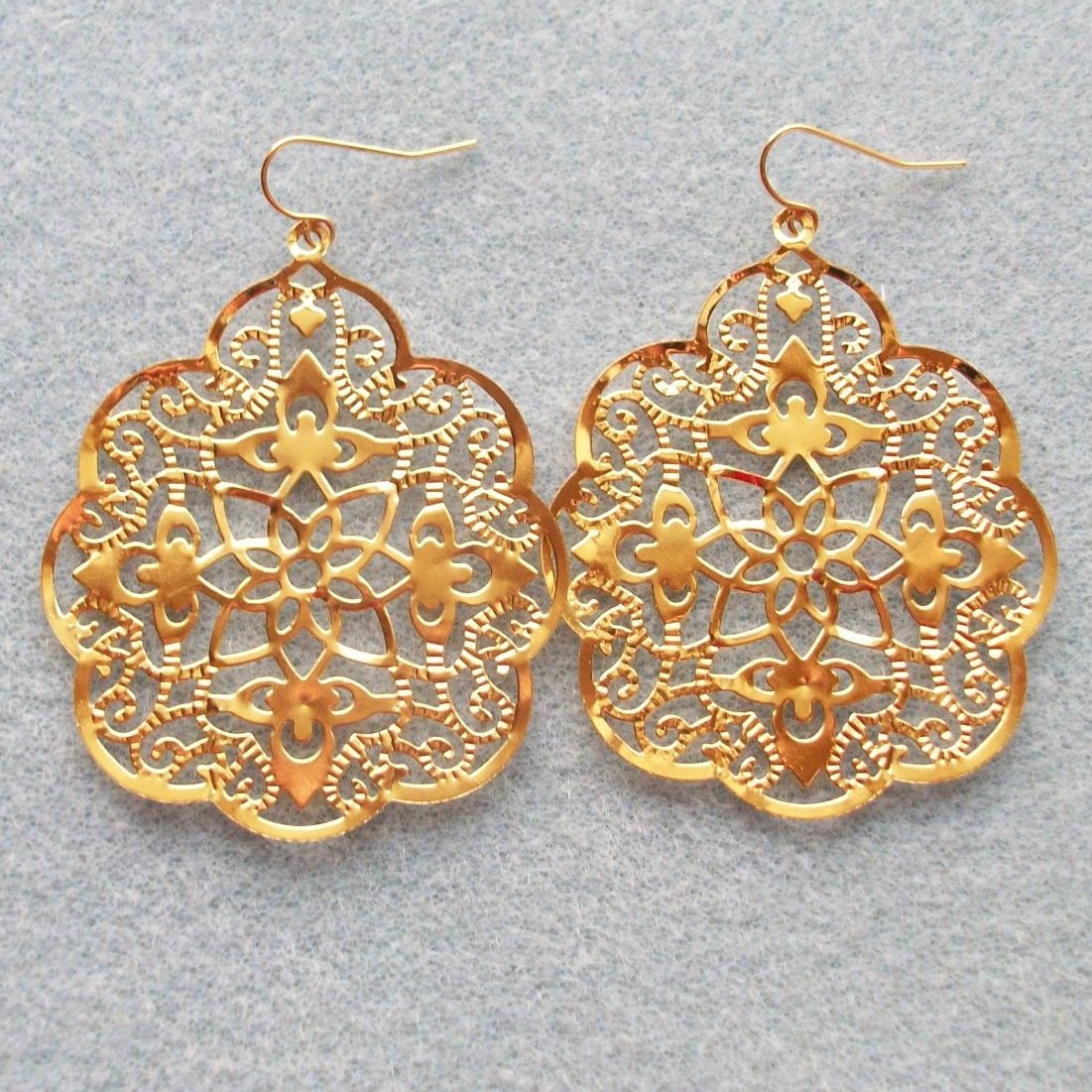 Gold Earrings-Gold Filigree Earrings-Dangle Earrings-Gold Filled Filigree Earrings-Drop earrings-Chandelier Earrings