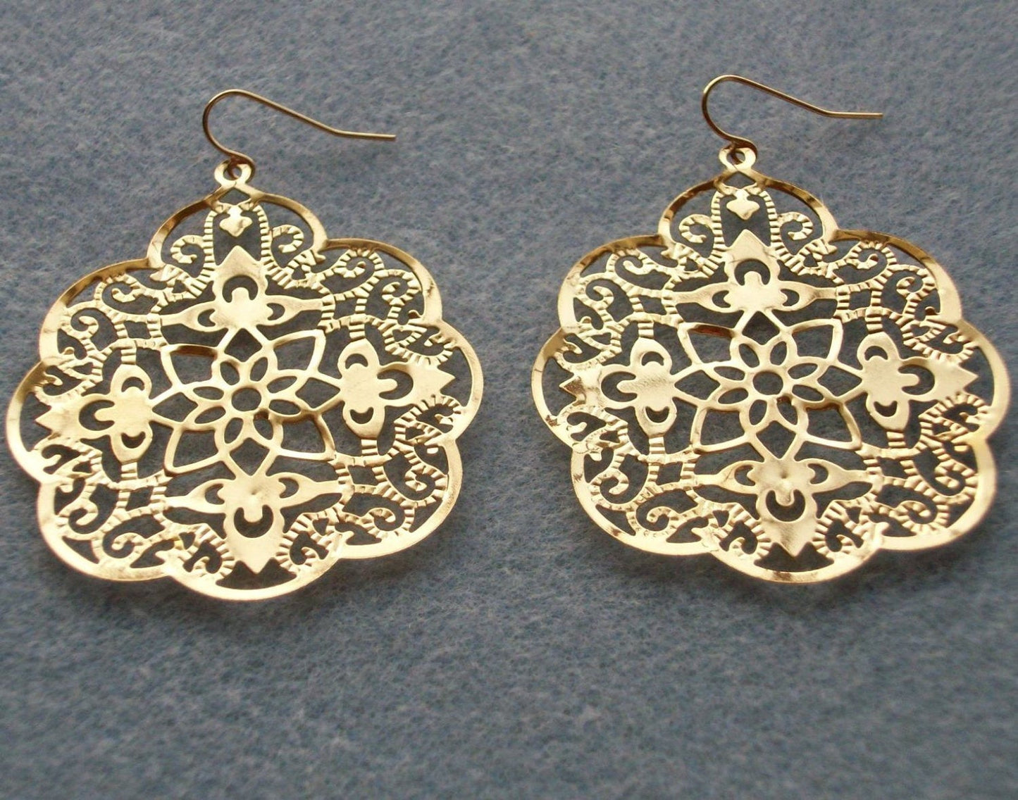 Gold Earrings-Gold Filigree Earrings-Dangle Earrings-Gold Filled Filigree Earrings-Drop earrings-Chandelier Earrings