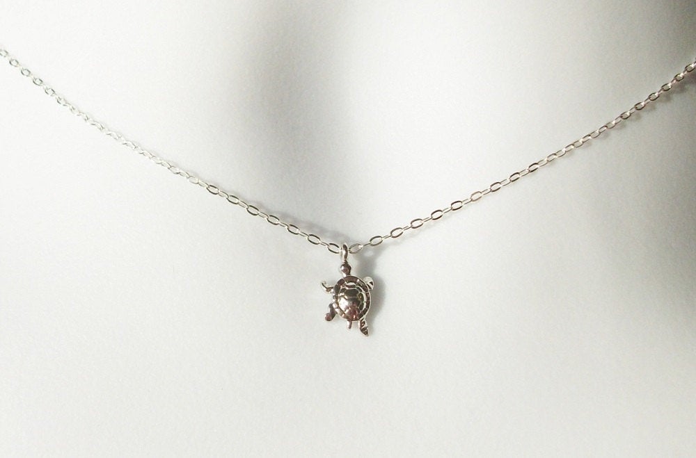 Silver Turtle Necklace - Super Tiny Silver Turtle Necklace, Sterling Silver Necklace, bridesmaid gifts, grey, white, silver, Mothers Day