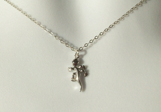 Silver Gecko Necklace - Tiny Gecko Necklace - Sterling Silver Necklace, bridesmaid gifts, grey, white, silver, Mothers Day