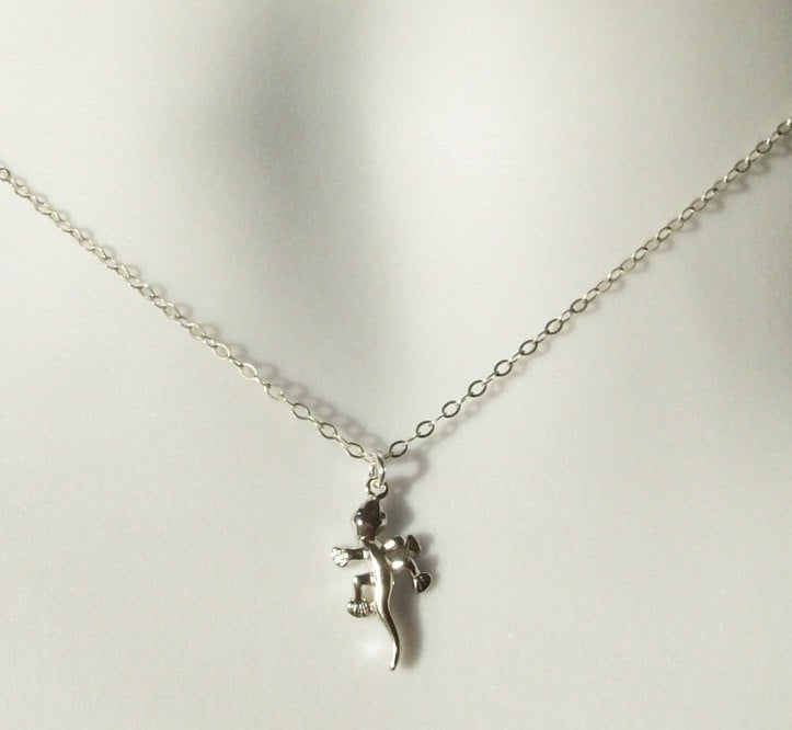 Silver Gecko Necklace - Tiny Gecko Necklace - Sterling Silver Necklace, bridesmaid gifts, grey, white, silver, Mothers Day