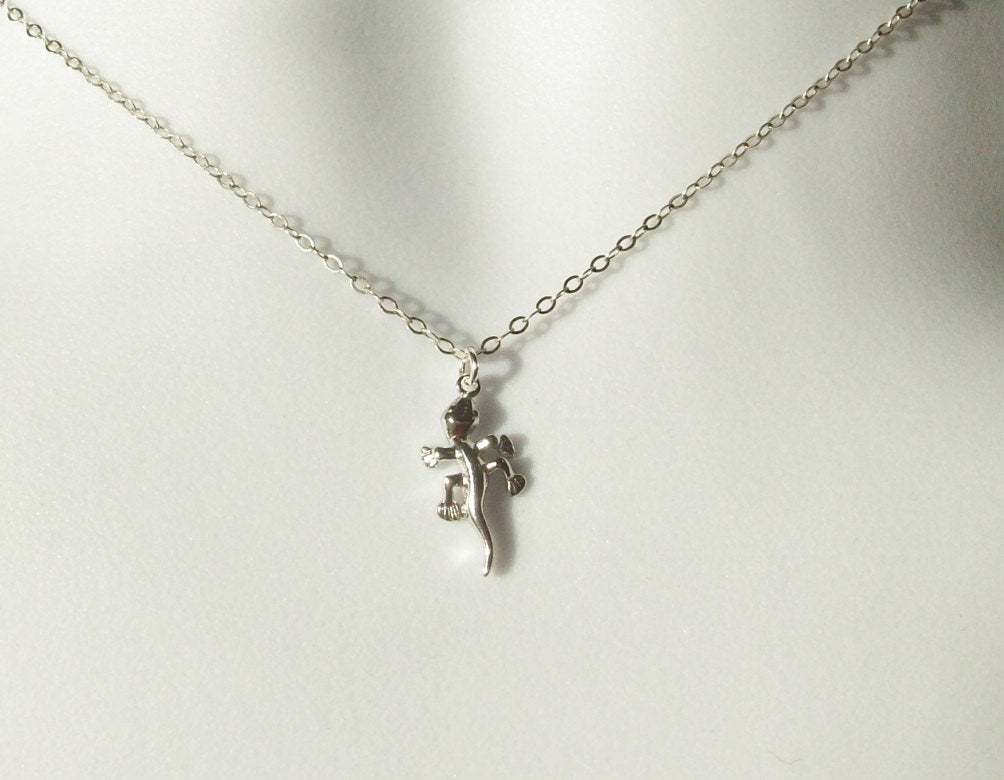 Silver Gecko Necklace - Tiny Gecko Necklace - Sterling Silver Necklace, bridesmaid gifts, grey, white, silver, Mothers Day