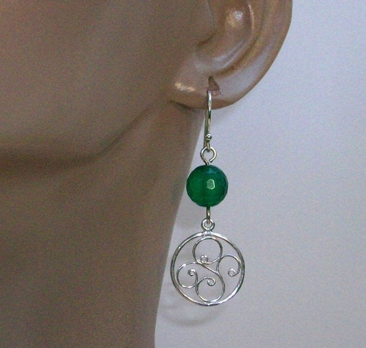 Only one available - Emerald Earrings - Silver Earrings - Emerald and Sterling Siver Chandelier Earrings - May Birthstone - Birthstone Jewe