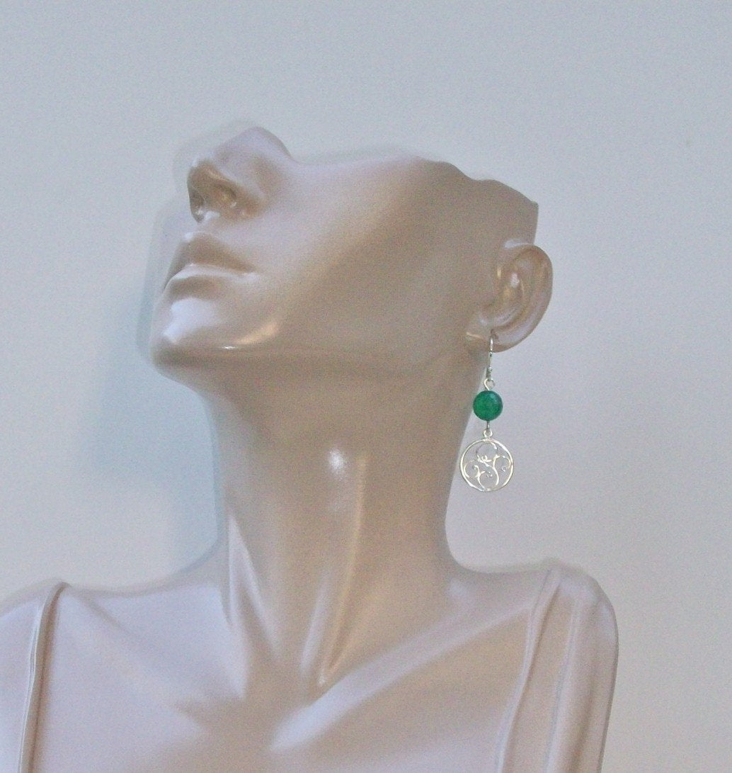 Only one available - Emerald Earrings - Silver Earrings - Emerald and Sterling Siver Chandelier Earrings - May Birthstone - Birthstone Jewe