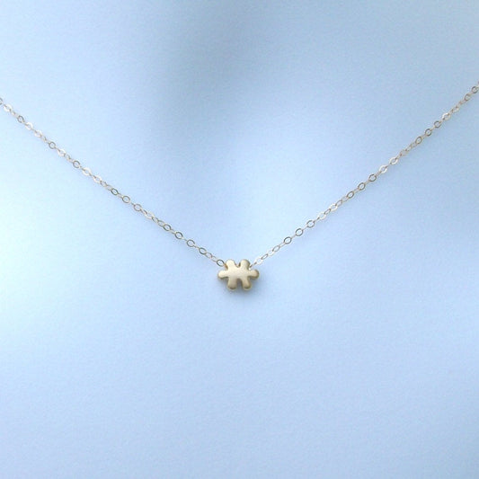 Gold Puzzle Piece Necklace - Tiny Gold Puzzle Piece Necklace, Gold Filled Necklace, bridesmaid gifts, gold, yellow, Wedding, Christmas Gift