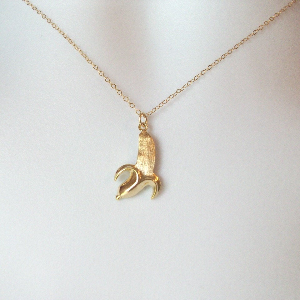 Gold Banana Necklace - Tiny Gold Banana Necklace, Gold Filled Necklace, gold, yellow, Contemporary Jewelry, Christmas Gift, Tiny Jewelry