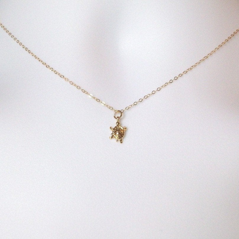 Gold Turtle Necklace - Tiny Gold Turtle Necklace, Gold Filled Necklace, gold, yellow, Sea Animal Jewelry, Christmas Gift, Nautical Jewelry