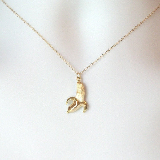 Gold Banana Necklace - Tiny Gold Banana Necklace, Gold Filled Necklace, gold, yellow, Contemporary Jewelry, Christmas Gift, Tiny Jewelry