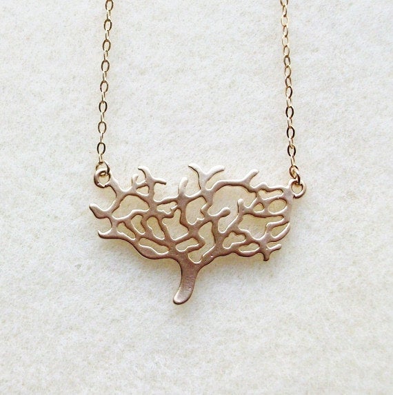 Gold Tree Necklace - Gold Suspended Tree Necklace, bridesmaid gifts, gold, yellow, orange, Nature, Tree Jewelry, Birthday