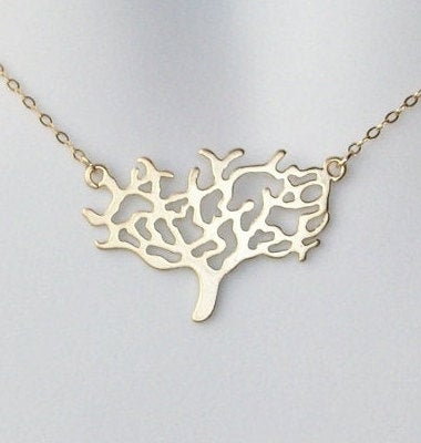 Gold Tree Necklace - Gold Suspended Tree Necklace, bridesmaid gifts, gold, yellow, orange, Nature, Tree Jewelry, Birthday