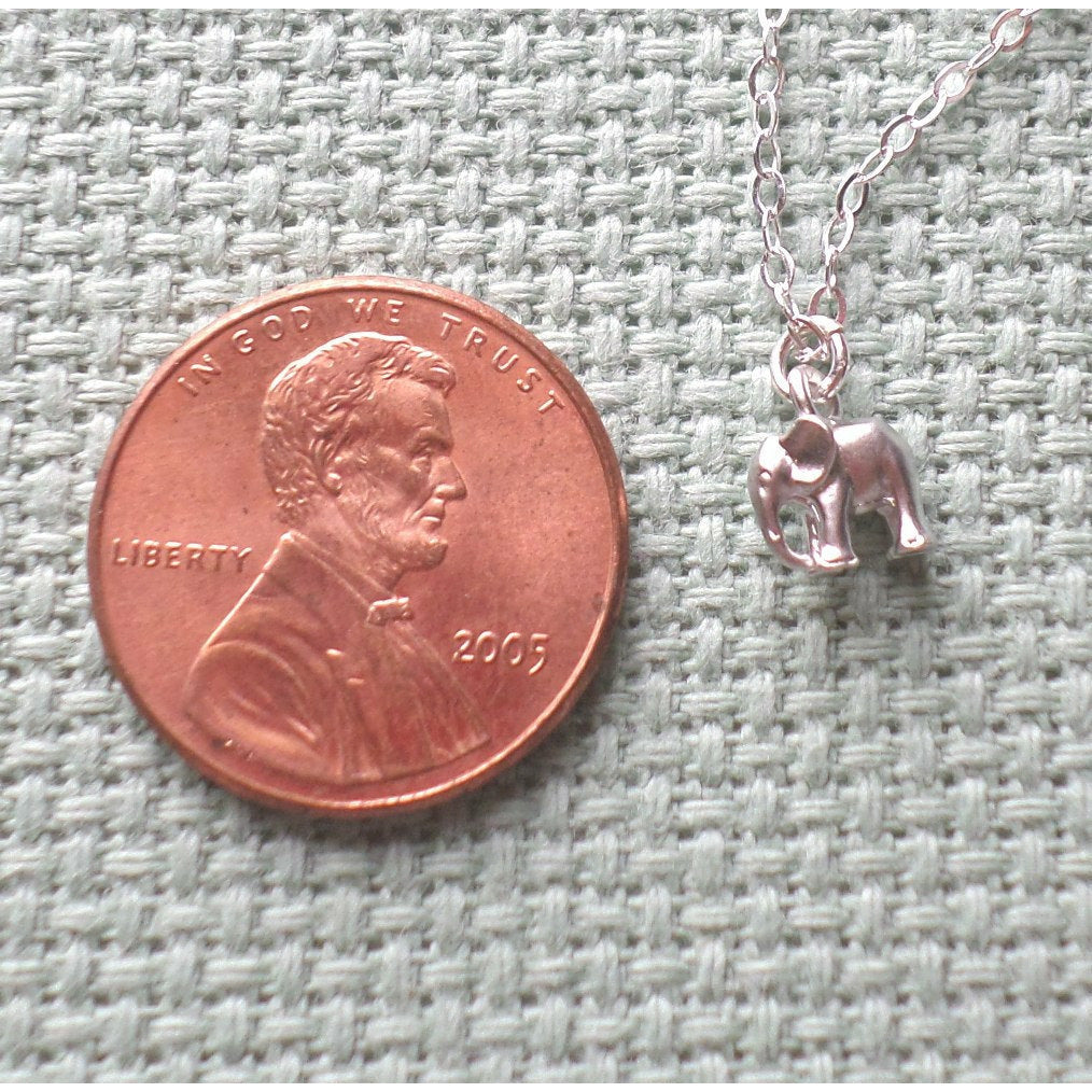 Silver Elephant Necklace - Super Tiny Silver Elephant Necklace, Sterling Silver Necklace