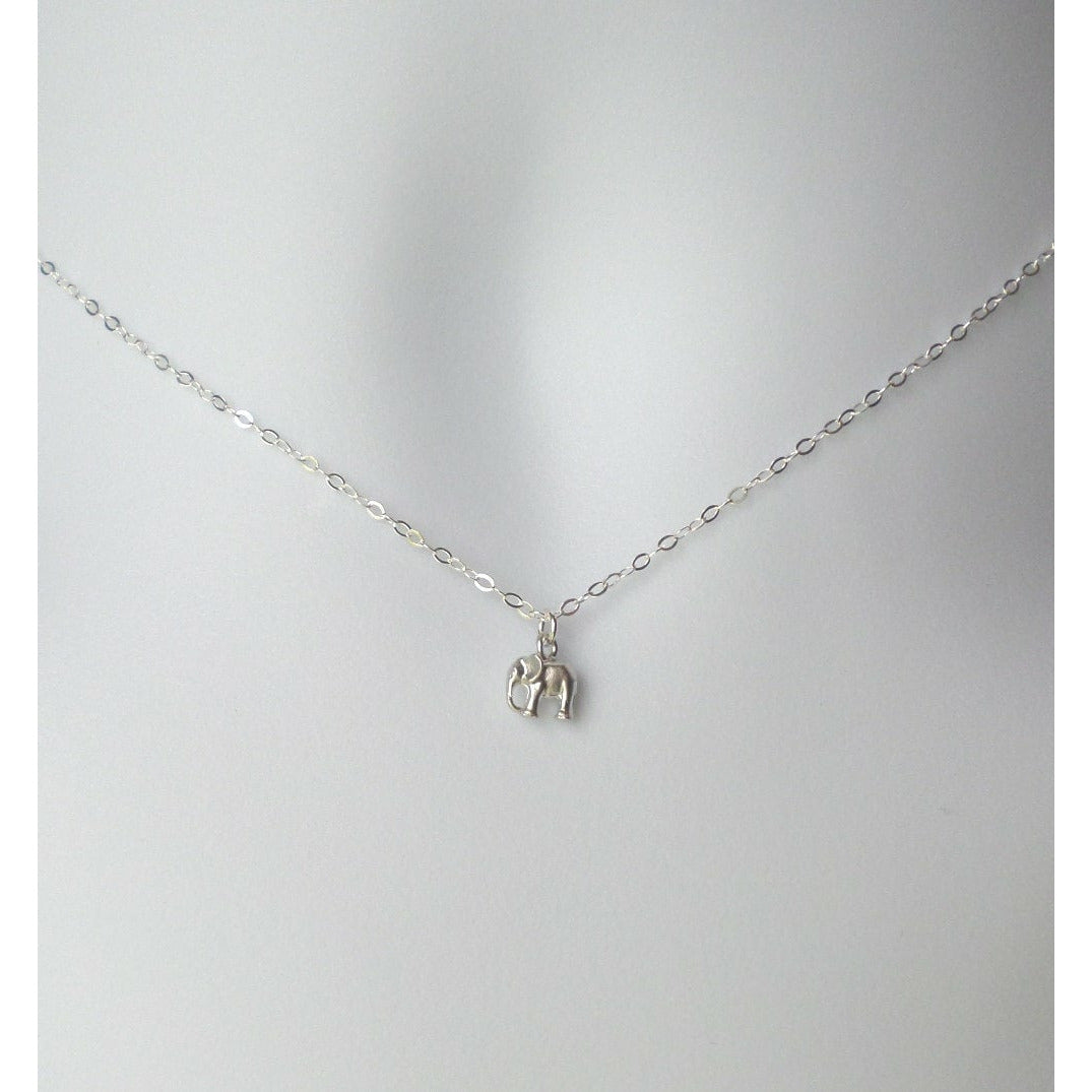 Silver Elephant Necklace - Super Tiny Silver Elephant Necklace, Sterling Silver Necklace