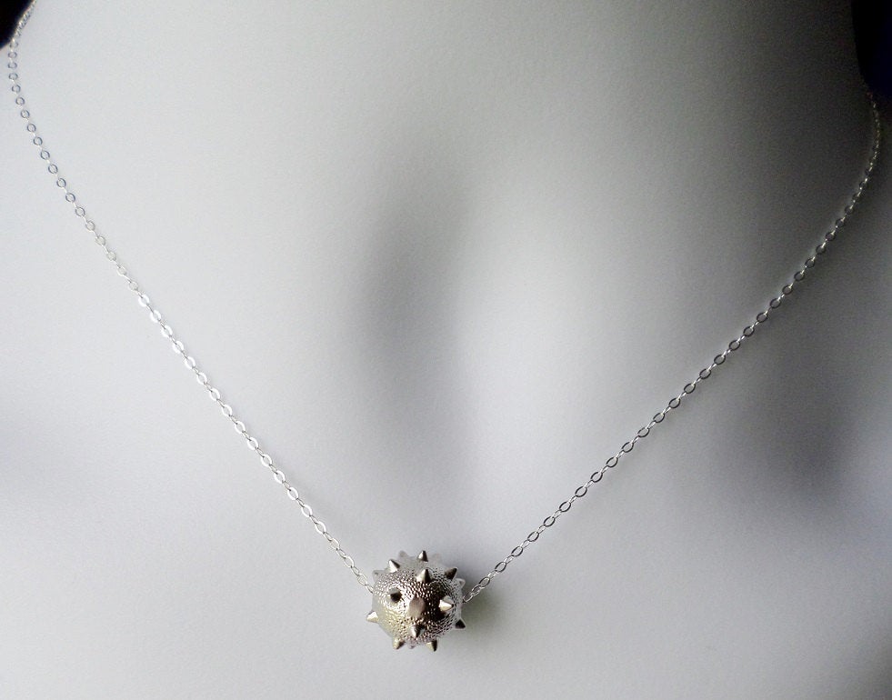 Silver Studded Ball Necklace - Silver Ball Necklace - Sterling Silver Necklace -  Christmas Gift