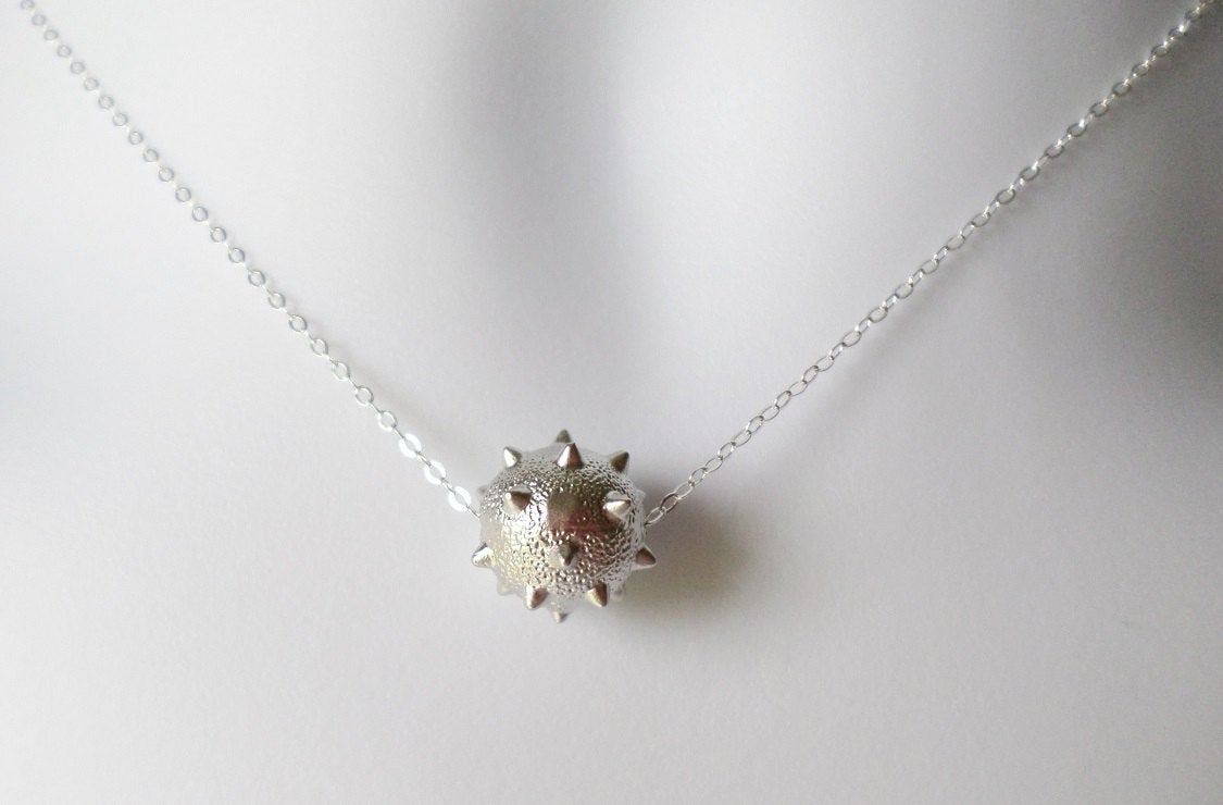 Silver Studded Ball Necklace - Silver Ball Necklace - Sterling Silver Necklace -  Christmas Gift