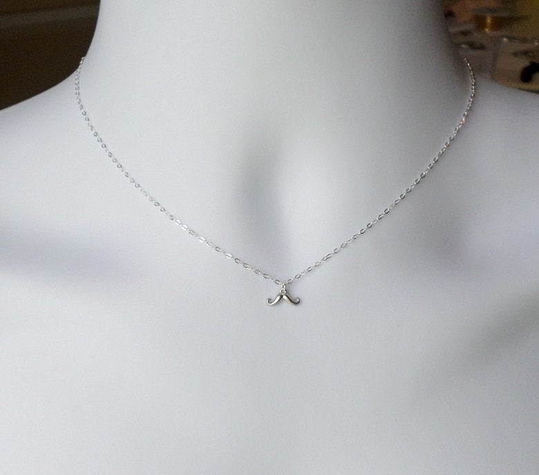 Silver Moustache Necklace - Tiny Moustache Necklace - Sterling Silver Necklace - Tiny Necklace