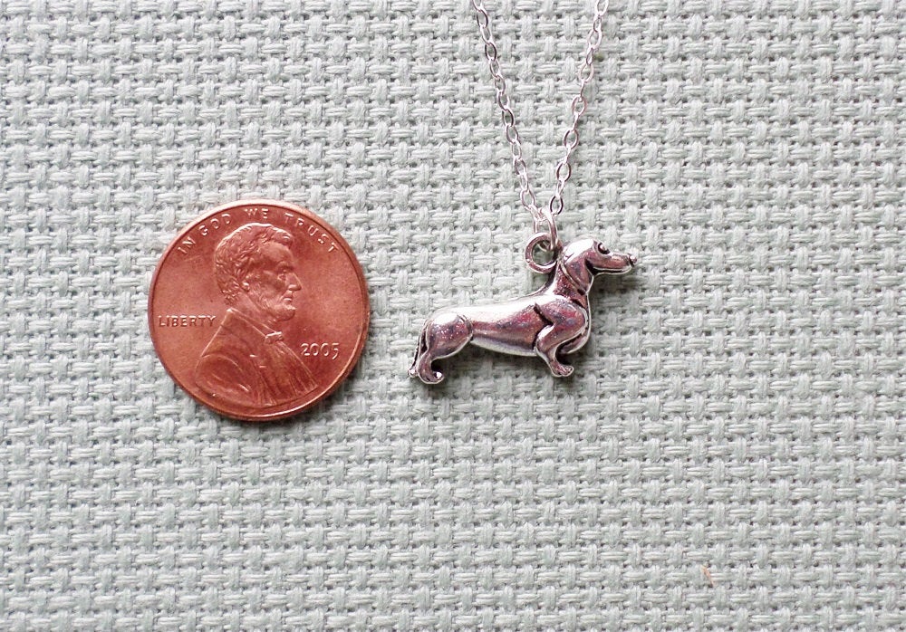 Silver Dachshund Necklace - Sterling Silver Dog Necklace - Animal Jewelry - Daschund Necklace