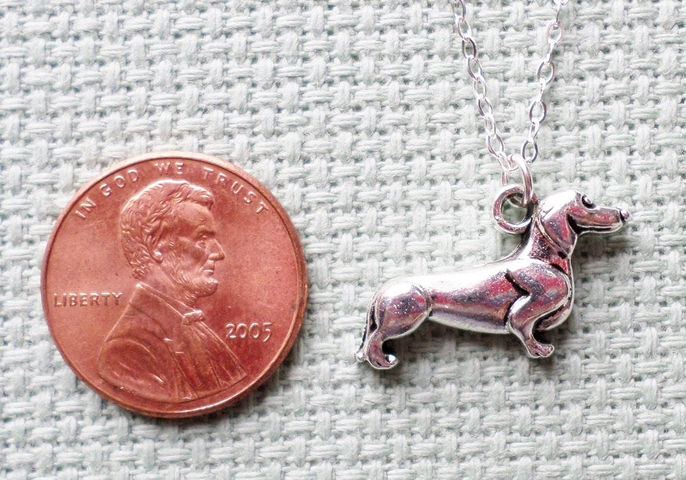 Silver Dachshund Necklace - Sterling Silver Dog Necklace - Animal Jewelry - Daschund Necklace