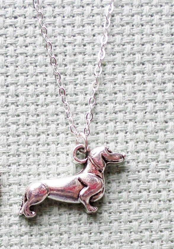 Silver Dachshund Necklace - Sterling Silver Dog Necklace - Animal Jewelry - Daschund Necklace