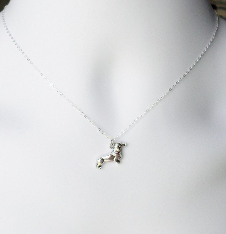 Silver Dachshund Necklace - Sterling Silver Dog Necklace - Animal Jewelry - Daschund Necklace