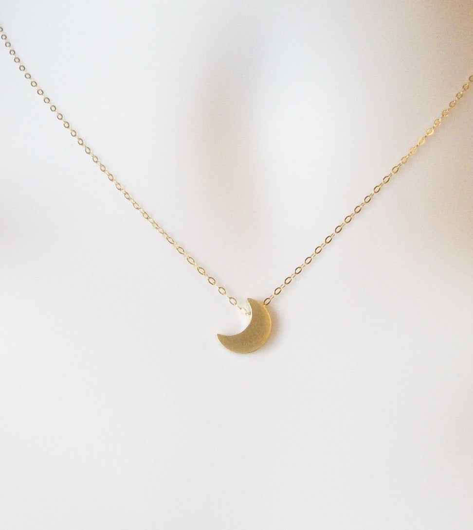 Gold Moon Necklace - Crescent Moon Necklace - Gold Filled Moon Necklace - Small Moon Necklace