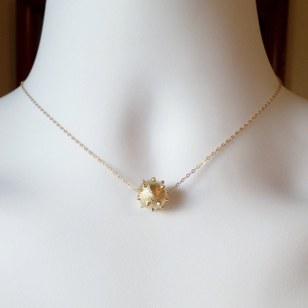 Gold Studded Ball Necklace - Gold Ball Necklace - Tiny Gold Ball Necklace -  Christmas Gift