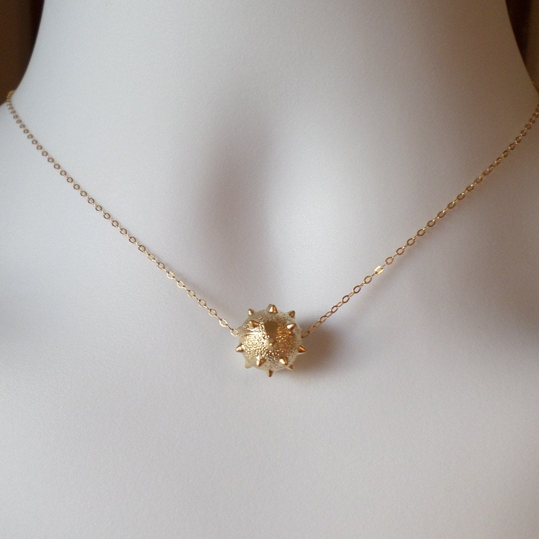 Gold Studded Ball Necklace - Gold Ball Necklace - Tiny Gold Ball Necklace -  Christmas Gift